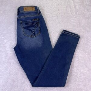 Seven7 Women's 6 High Rise‎ Skinny Med Wash Embroidered Pocket Jeans (28x30)